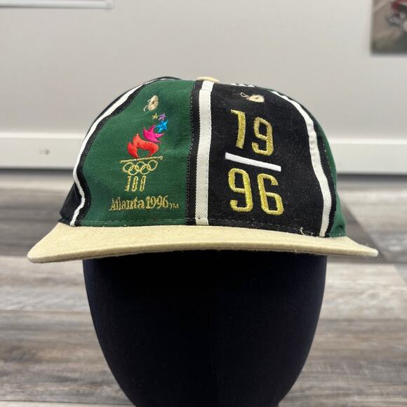 Vintage 90s Olympics 1996 Green OS USA Logo Athletic Hat Atlanta GA Snapback Cap - Picture 1 of 5